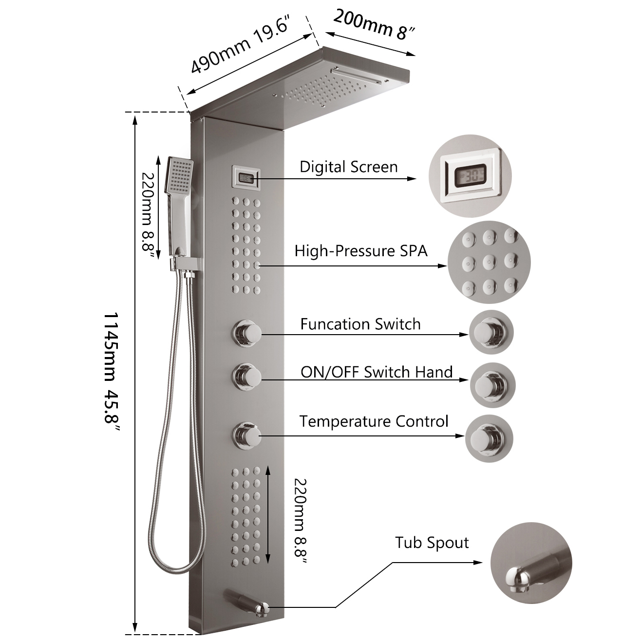 Digital Display Shower Panel S - Body Brush ulasan dan harga